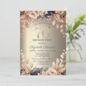 Invitation Élégant Floral, String Lights 70e anniversaire (Debout devant)