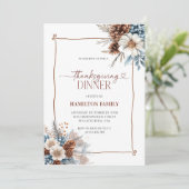 Invitation Elegant Floral Thanksgiving Dinner party (Debout devant)