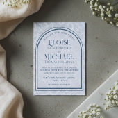 Invitation Elegant Floral Toile Script Monogram Blue Wedding