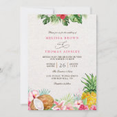 Invitation Elegant Floral Tropical Hawaiian QR Code Wedding (Devant)