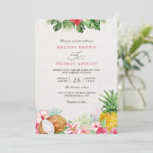 Invitation Elegant Floral Tropical Hawaiian QR Code Wedding (Debout devant)