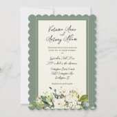 Invitation Élégant floral vert aquarelle mariage à bord festo (Devant)