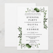 Invitation Élégant floral vert olive mariage soirée (Devant / Derrière)