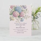 Invitation Elegant Floral Vintage Blush Hydrangea Wedding (Debout devant)