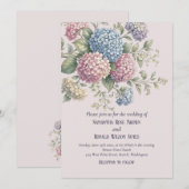 Invitation Elegant Floral Vintage Blush Hydrangea Wedding (Devant / Derrière)