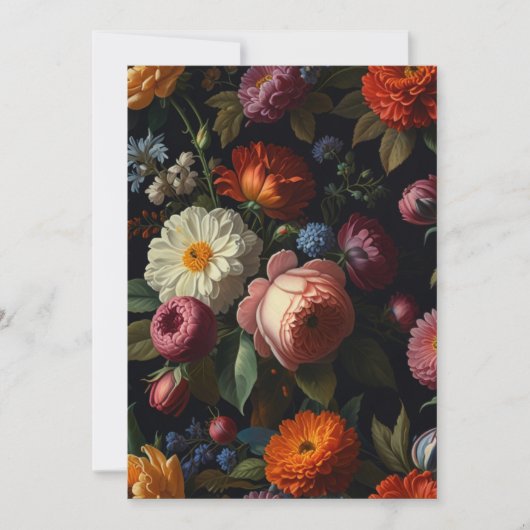 Invitation Elégant floral vintage de couleur sombre (Devant)