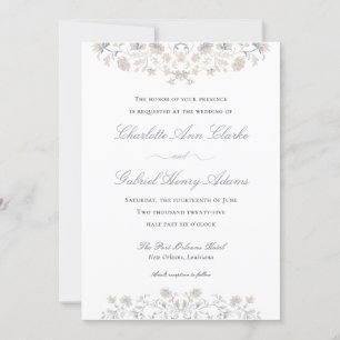 Invitation Élégant Floral Vintage Mariage victorien
