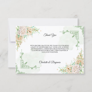 Invitation Elegant Floral Vintage Wedding Thank You Card