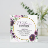 Invitation Élégant floral violet Noël vacances (Debout devant)