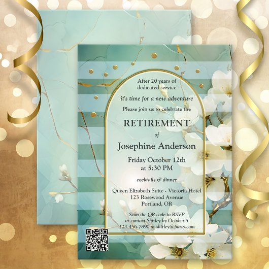 Invitation Elégant Floral Watercolor Art Retirement Party