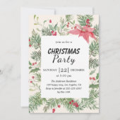 Invitation Elegant Floral Watercolor Christmas Party  (Devant)