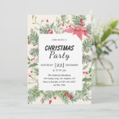 Invitation Elegant Floral Watercolor Christmas Party  (Debout devant)