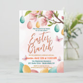 Invitation Elegant Floral Watercolor Egg Hunt & Easter Brunch (Debout devant)