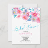 Invitation Elegant floral watercolour bridal shower (Devant)