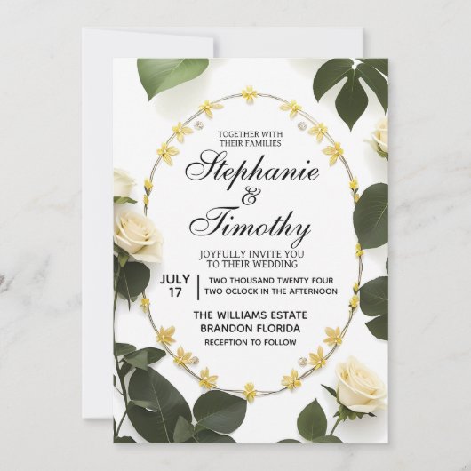 Invitation Elegant Floral Wedding (Devant)