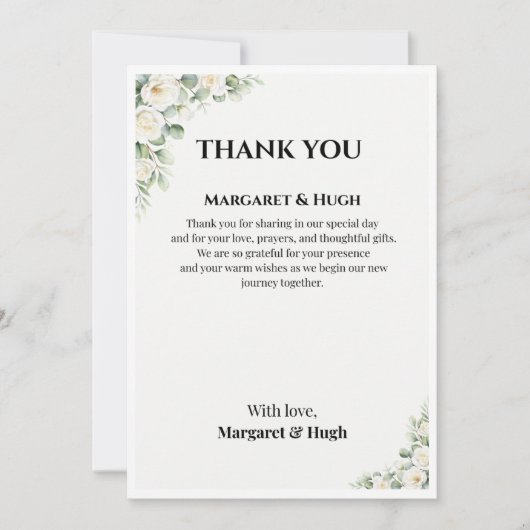 Invitation Elegant Floral Wedding Thank You Card (Devant)