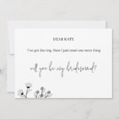 Invitation Elégant Floral "Will to be my Bridesmaid propositi (Dos)