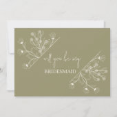 Invitation Elégant Floral "Will to be my Bridesmaid propositi (Devant)