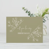 Invitation Elégant Floral "Will to be my Bridesmaid propositi (Debout devant)