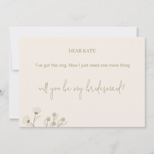 Invitation Elégant Floral "Will to be my Bridesmaid propositi (Dos)