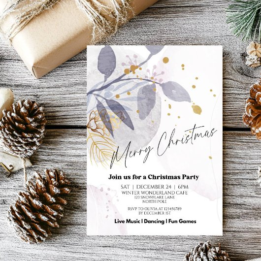 Invitation Elegant Floral Winter Christmas Party