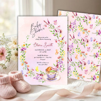 Invitation Elegant Floral with Butterflies Party Baby Shower 