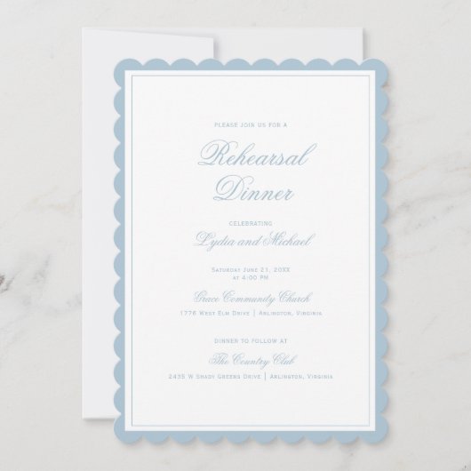 Invitation Elegant Floral Wreath Monogram Rehearsal Dinner (Devant)