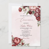 Invitation Élégant Flore de Bourgogne moderne Blush Quinceañe (Devant)