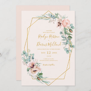 Invitation Élégant flou   Mariage Décontracté Pastel
