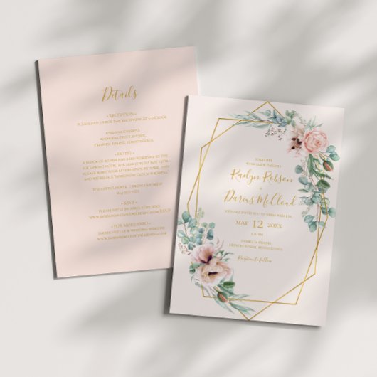 Invitation Élégant flou | Pastel All In One Mariage