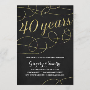 Invitation Elegant Flourish Faux Or En Feuille 40ème Annive
