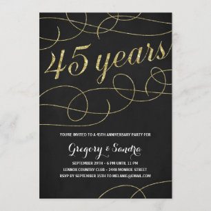 Invitation Elegant Flourish Faux Or En Feuille 45e Annivers