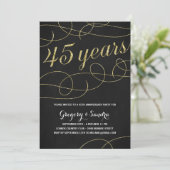 Invitation Elegant Flourish | Faux Or Feuille D'or 45e Annive (Debout devant)