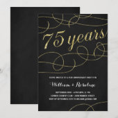 Invitation Elegant Flourish | Faux Papier Doré 75e Anniversai (Devant / Derrière)