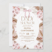 Invitation Elegant Flower Dusty Pink Whimsical Baby Shower (Devant)