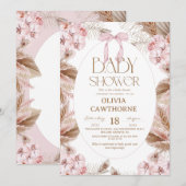 Invitation Elegant Flower Dusty Pink Whimsical Baby Shower (Devant / Derrière)