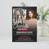 Invitation Elégant Flyer de fête d'anniversaire noir avec pho (Debout devant)