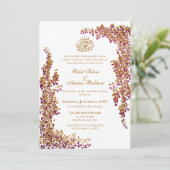 Invitation Elegant Foil and Dark Plum Leaf  Islamic 2 Wedding (Debout devant)