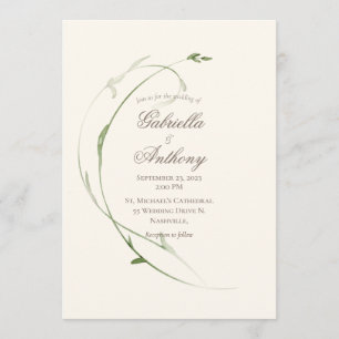 Invitation Elégant Foilage Rustique Feuille Mariage de verdur