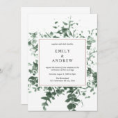 Invitation Elégant Foilage Verdure & Rose Gold Frame Mariage (Devant / Derrière)