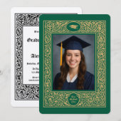 Invitation Elegant Foliage & Floral Border Graduation (Devant / Derrière)