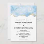 Invitation Élégant fond de mariage à l'agate bleue et or (Devant)