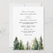 Invitation Elegant forest minimalist pine qr code wedding (Devant)