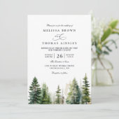 Invitation Elegant forest minimalist pine qr code wedding (Debout devant)