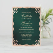 Invitation Élégant Forêt Or métallique Wavy Mariage frontière (Debout devant)