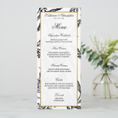 Invitation Elégant Formal Black Gold Botanical Mariage Menu (Debout devant)