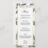 Invitation Elégant Formal Black Gold Botanical Mariage Menu (Devant)