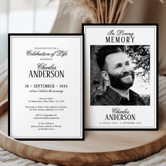 Invitation Elegant Formal Celebration of Life / Funeral