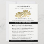 Invitation Elegant Formal Faux Gold Lotus Floral Business (Devant)