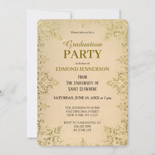 Invitation Élégant Formal Gold 2025 Graduation Party (Devant)